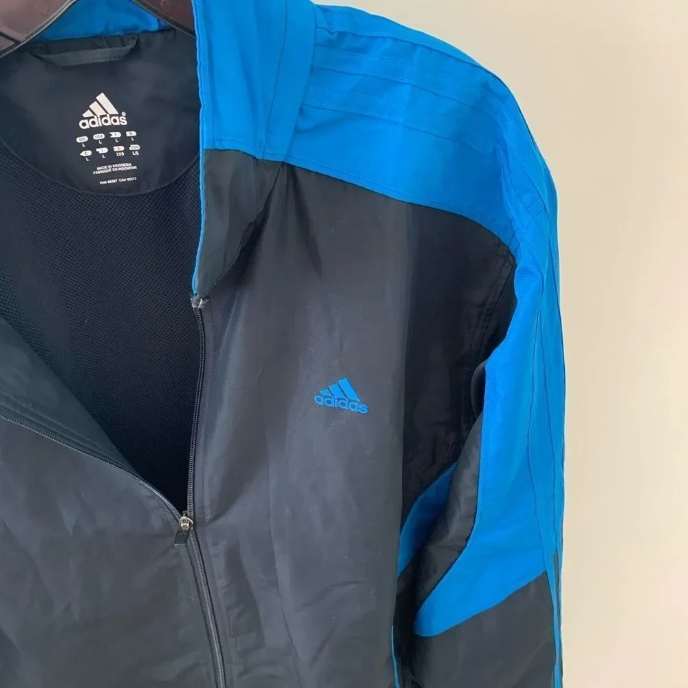 Adidas Men’s Jacket Black withe 3 Blue Stripes - Picture 3 of 5